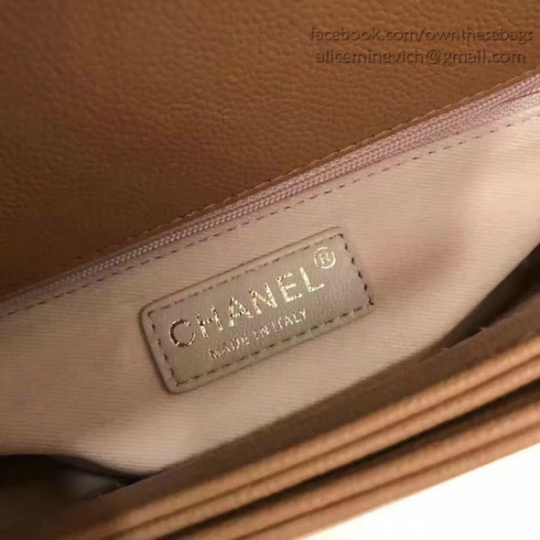 Ch**el grained calfskin flap bag with top handle khaki