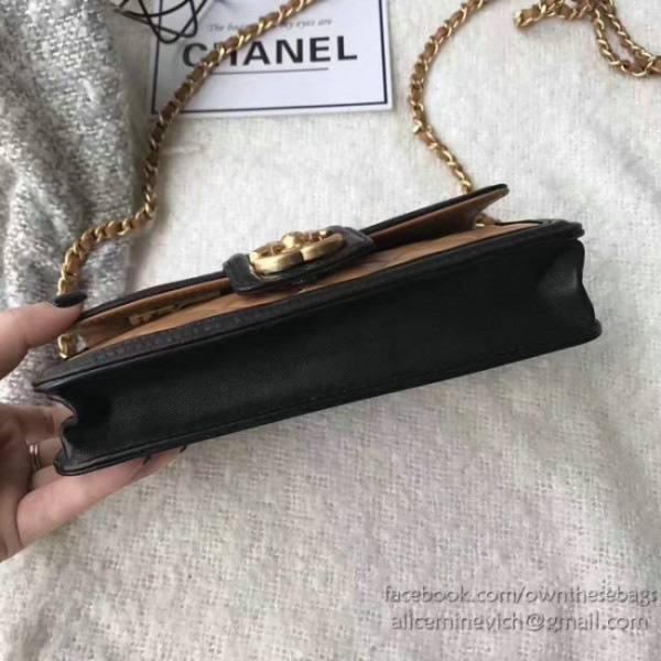 Ch**el lambskin small wallet on chain beige a91365 vs03969