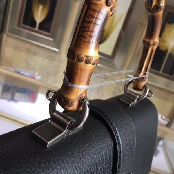 Gvc*1 dionysus medium top handle bag black leather 27cm