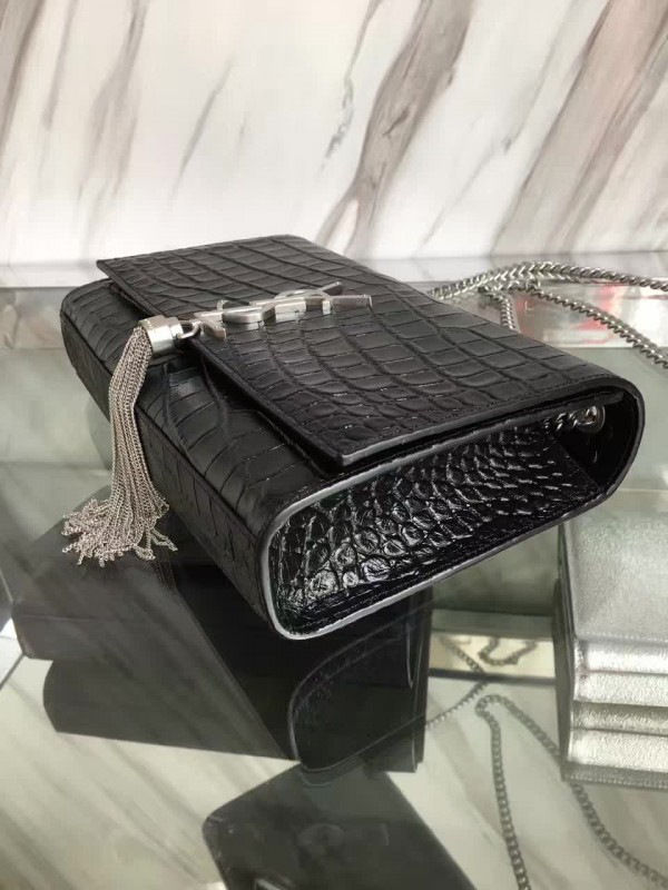 Y51 monogram kate sliver tassel in embossed cocodile shiny leather  5033  24cm x 14.5cm x 5.5cm