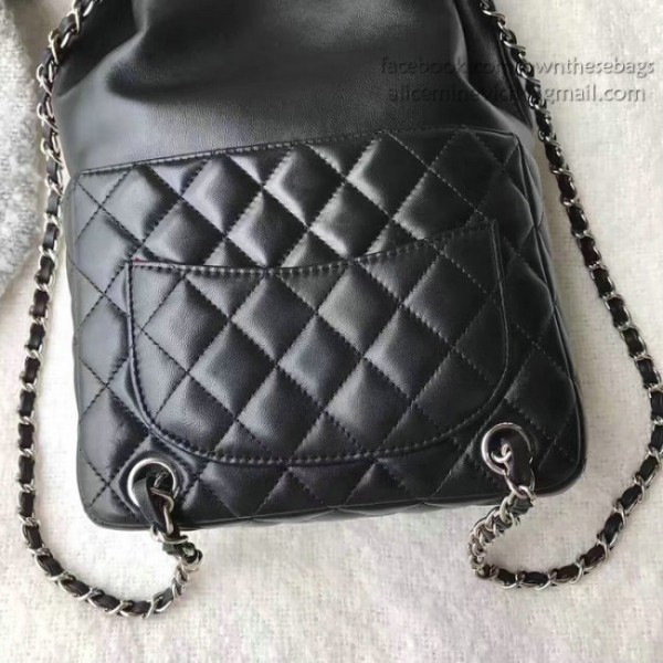 Ch**el large lambskin drawstring backpack in seoul bag black 010402 vs07736