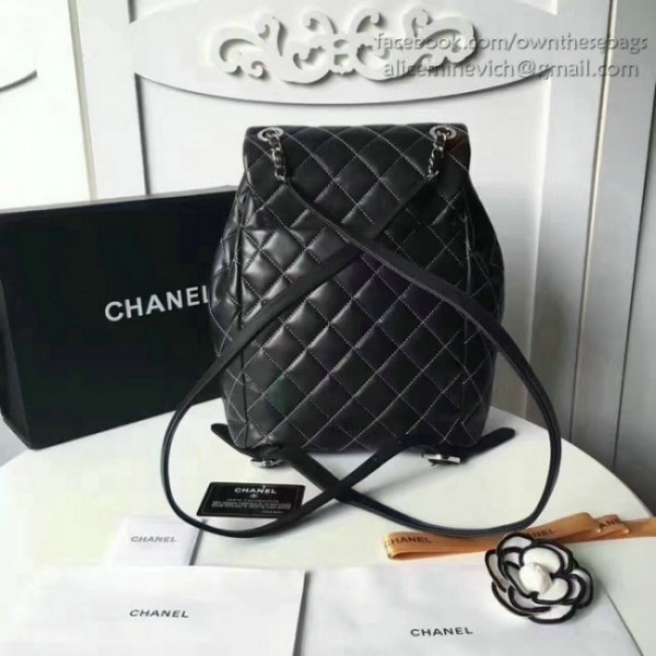 Ch**el caviar quilted lambskin backpack black