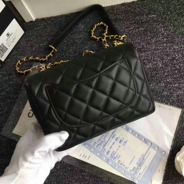 Ch**el calfskin camellia waist chain bag black a91830