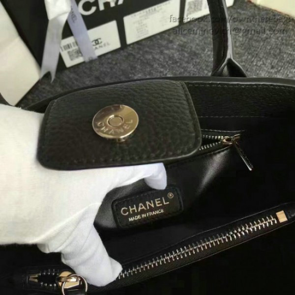 Ch**el calfskin large shopping bag black