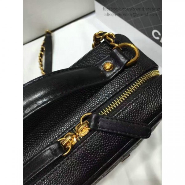 Ch**el caviar quilted small cc filigree vanity case black a93343