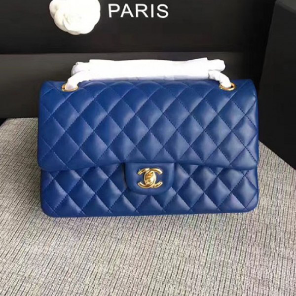 Ch**el lambskin classic handbag blue a01112 vs05712