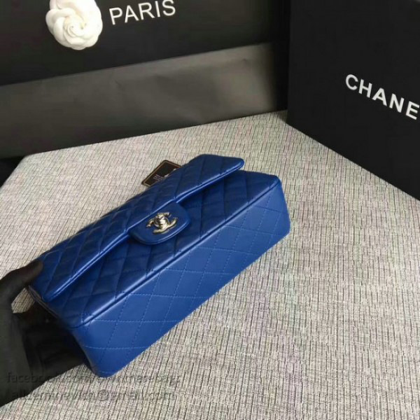 Ch**el lambskin classic handbag blue a01112 vs05712