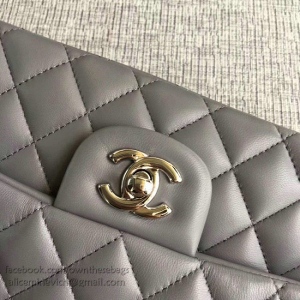 Ch**el lambskin flap bag grey a01112 25cm