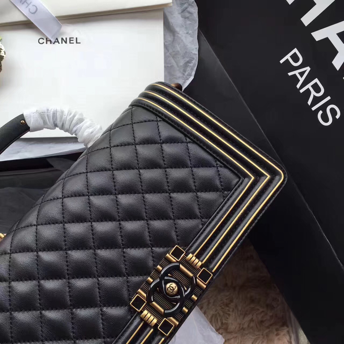 Ch**el new original single bag black 25cm