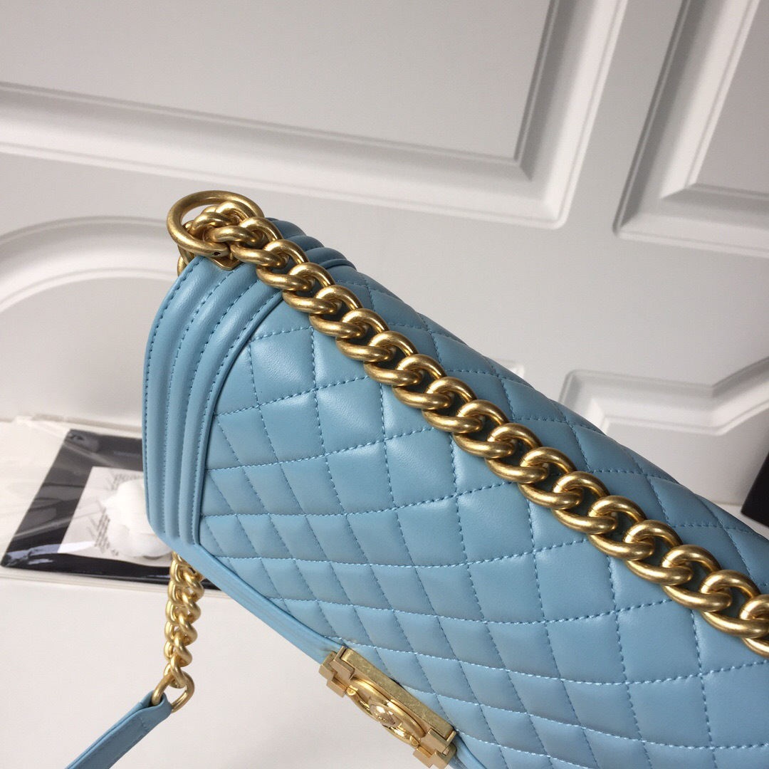 Ch**el sheepskin classic rhombic hot mom explosion blue a67086 25cm