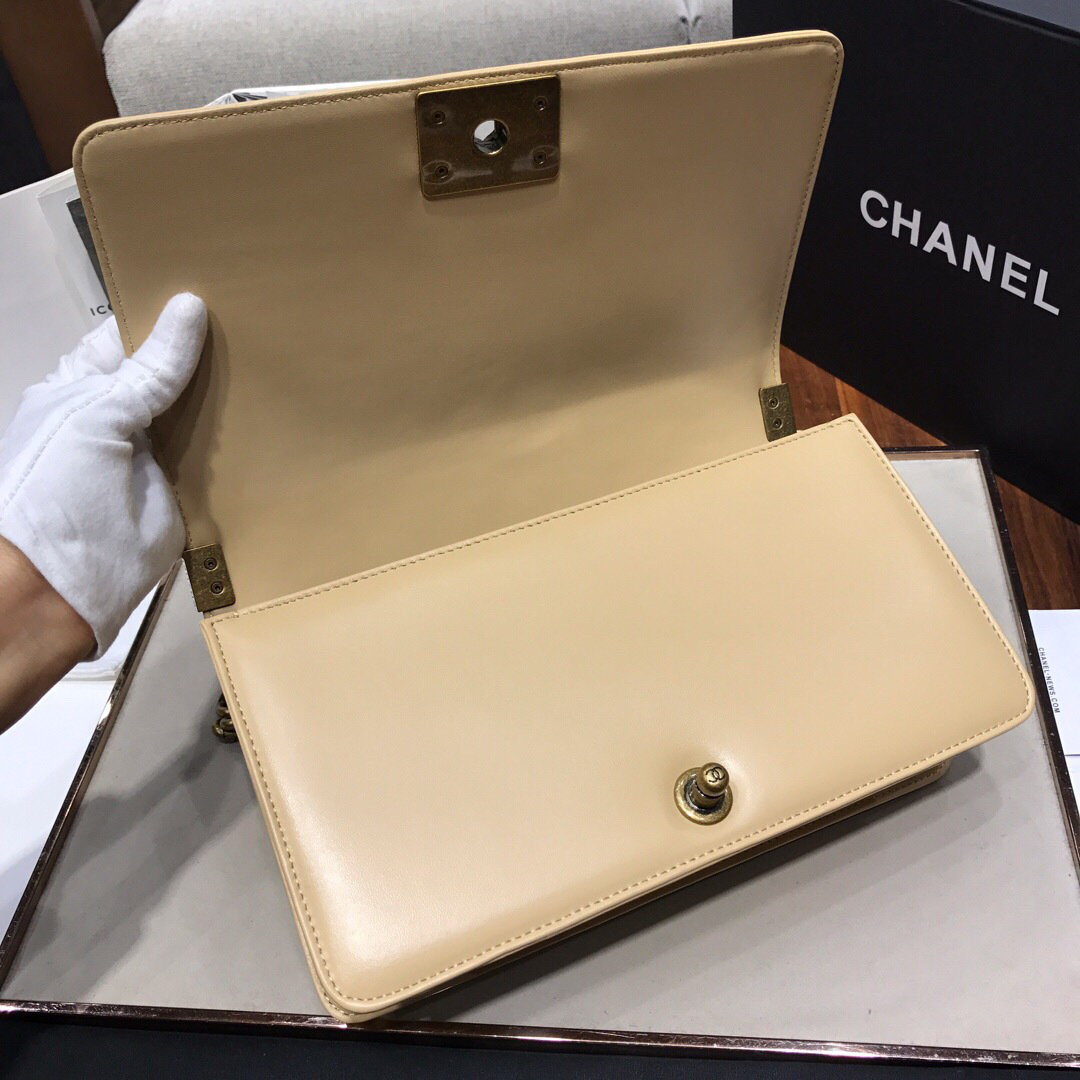Ch**el 67086 sheepskin classic rhombic hot mom explosion apricot bronze hardware