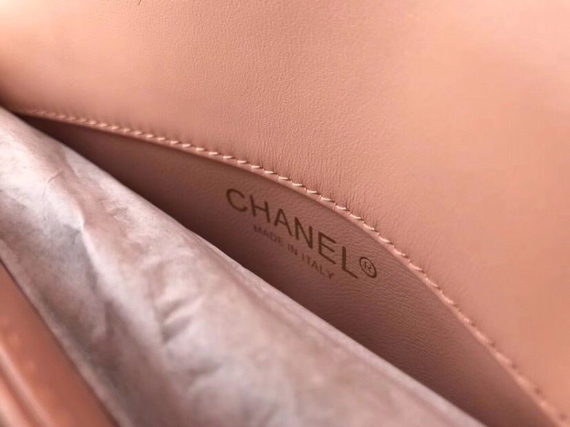 Ch**el flap bag with top handle pink 21cm