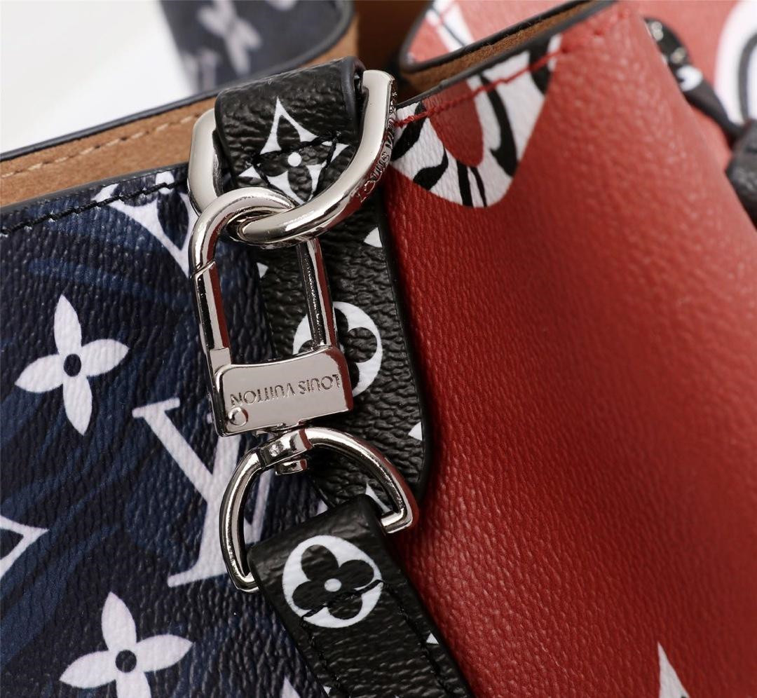 LV trendy bucket bag m44021 brown red and dark blue