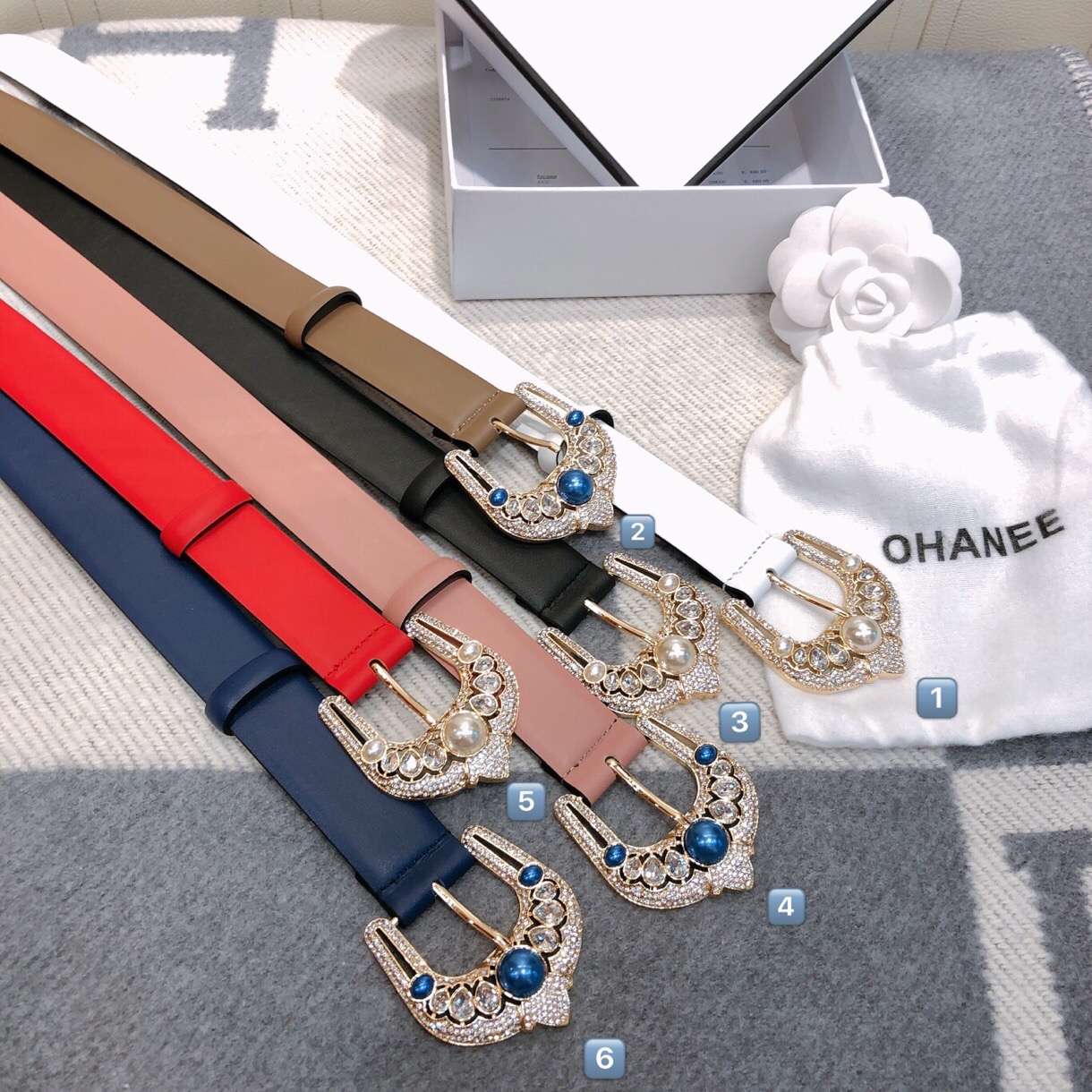 Ch**el new plain weave leather soft belt