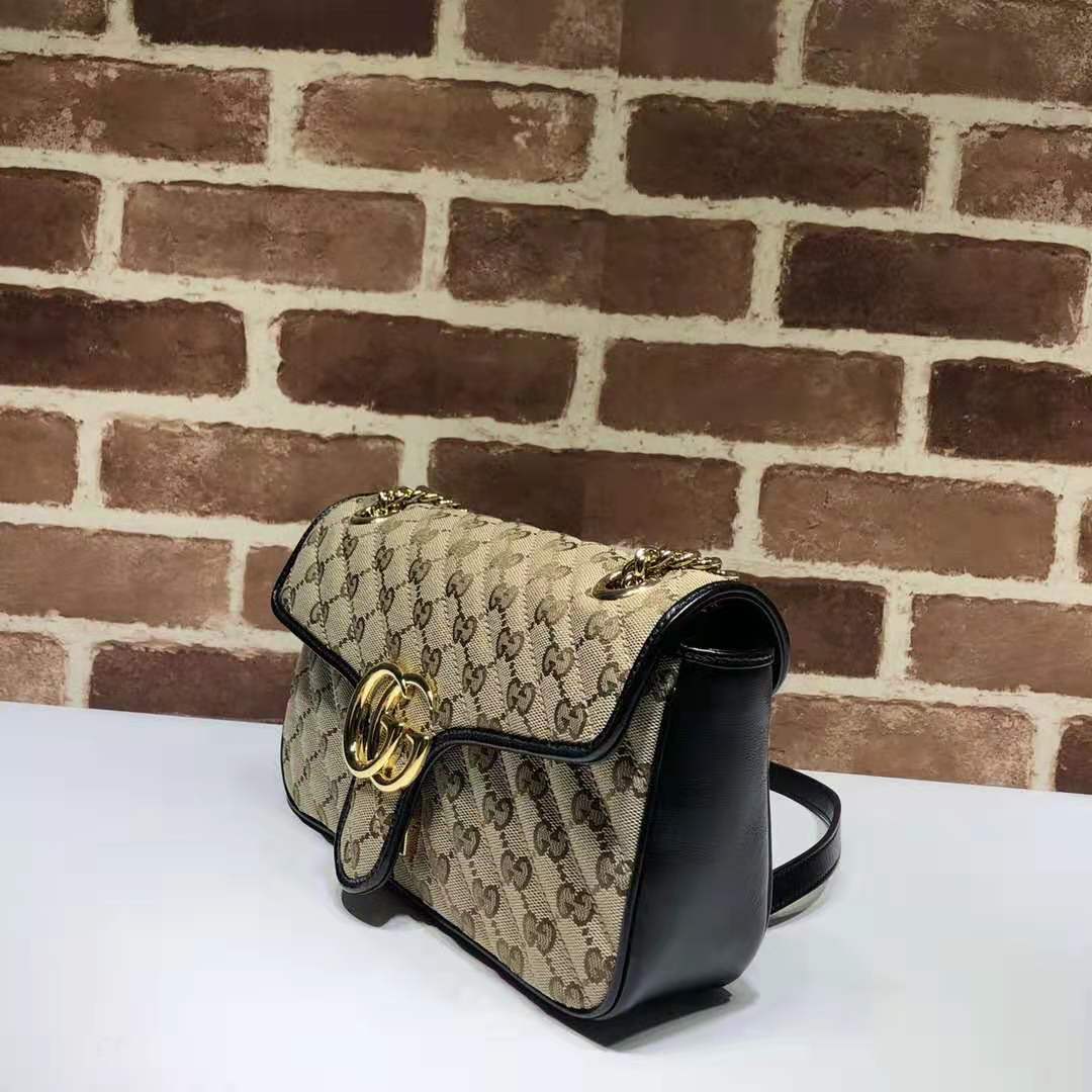 Gvc*1 gg marmont small shoulder beige ebony gg