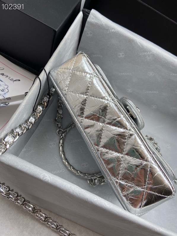 Ch**el handbag silver  18 x 5 x 11cm