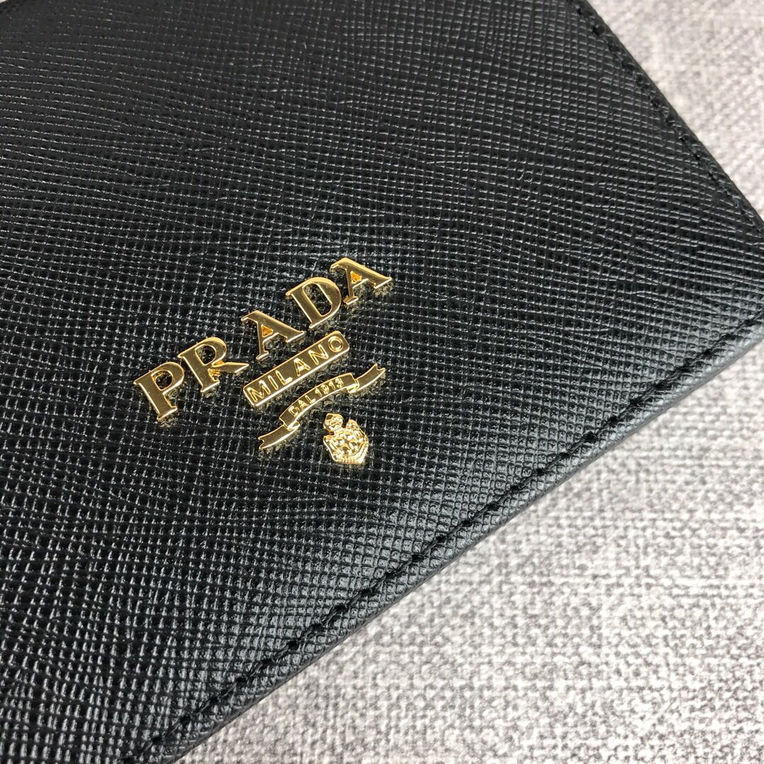 Pra*a small saffiano leather wallet black 1mv204 11.2 x 8.5 cm