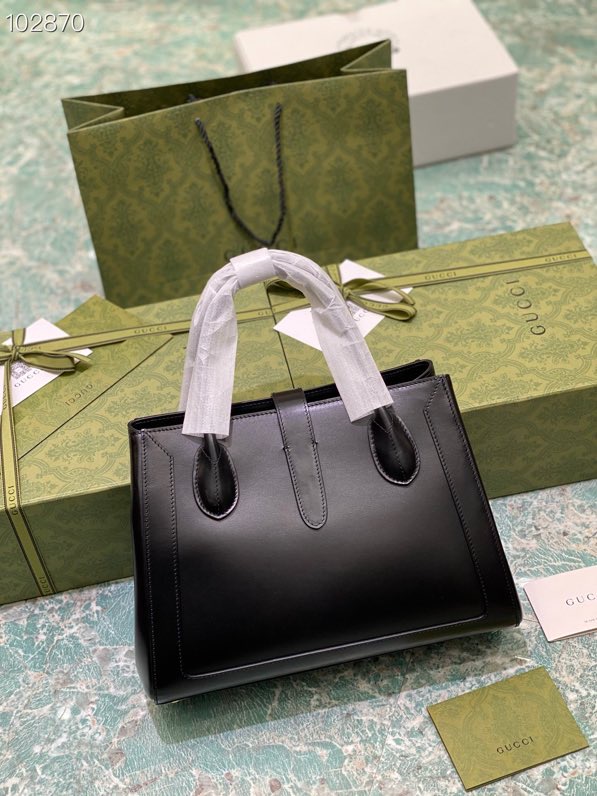 Gvc*1 jackie 1961 medium tote bag in black leather 649016 30 × 24 × 12 cm