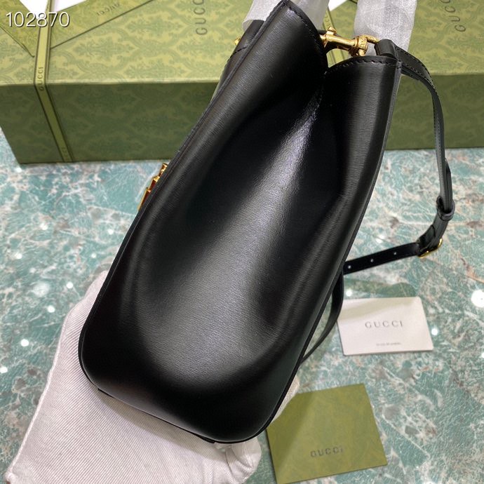 Gvc*1 jackie 1961 medium tote bag in black leather 649016 30 × 24 × 12 cm