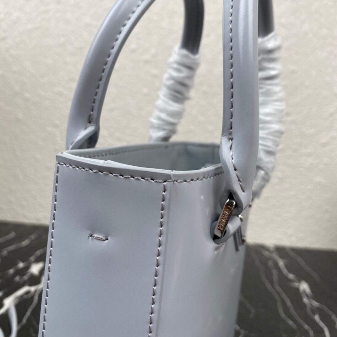 Pra*a small brushed leather tote cornflower blue 1ba331 17.5 x 15 x 5cm