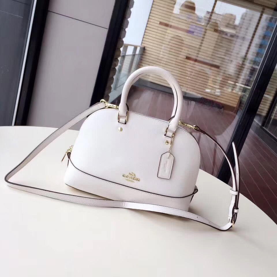 C0a*h mini shell bag satchel crossgrain leather white f57555 25 x 18 x 10cm