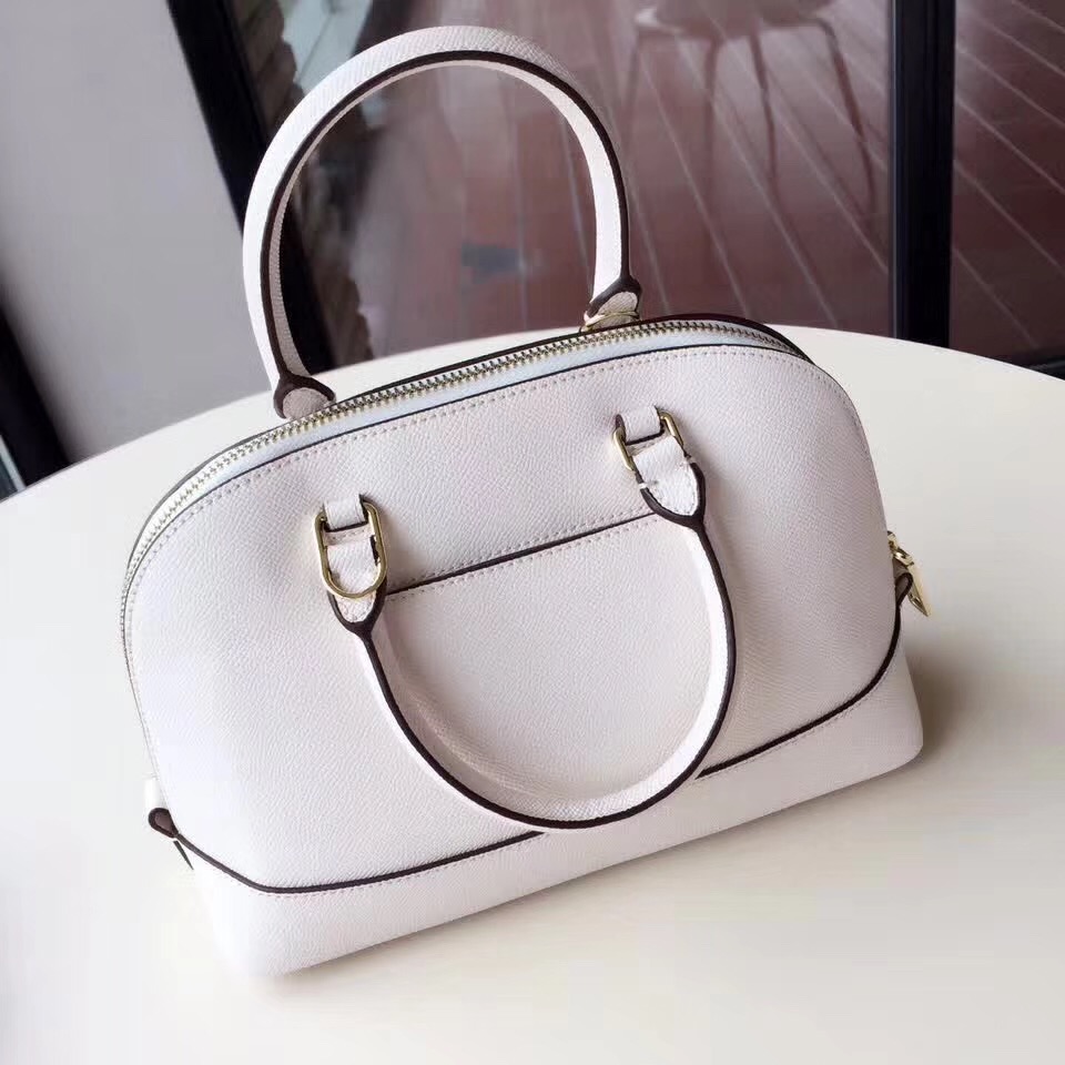 C0a*h mini shell bag satchel crossgrain leather white f57555 25 x 18 x 10cm