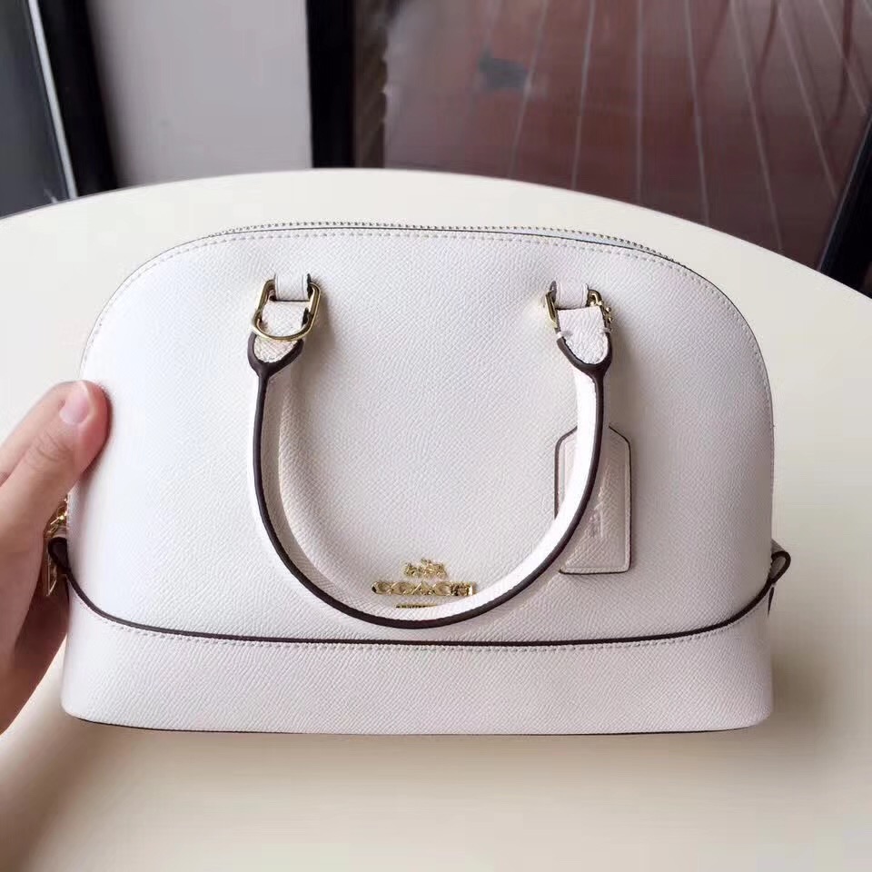 C0a*h mini shell bag satchel crossgrain leather white f57555 25 x 18 x 10cm