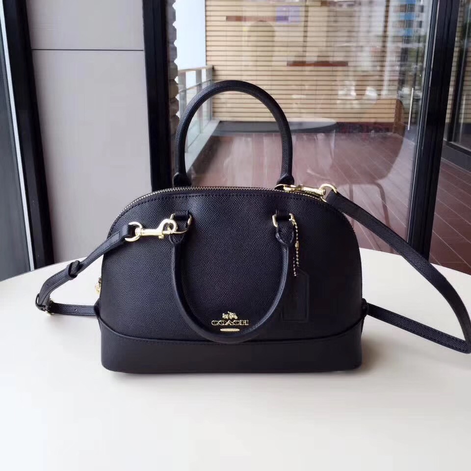 C0a*h mini shell bag satchel crossgrain leather black f57555 25 x 18 x 10cm