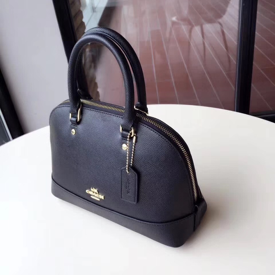 C0a*h mini shell bag satchel crossgrain leather black f57555 25 x 18 x 10cm