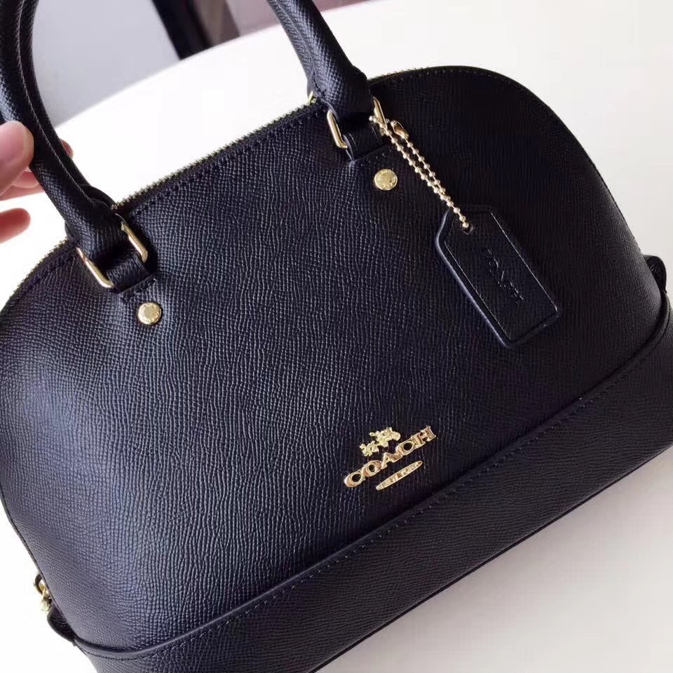 C0a*h mini shell bag satchel crossgrain leather black f57555 25 x 18 x 10cm