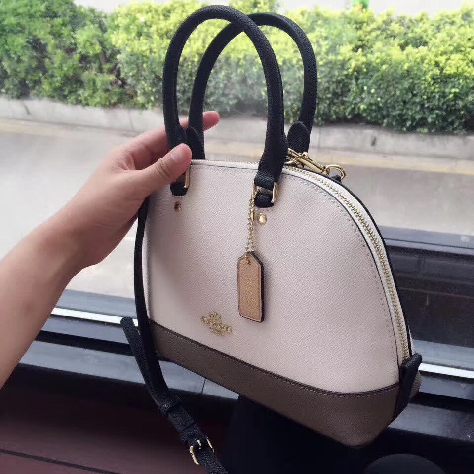 C0a*h mini shell bag satchel crossgrain leather white and gray f57555 25 x 18 x 10cm