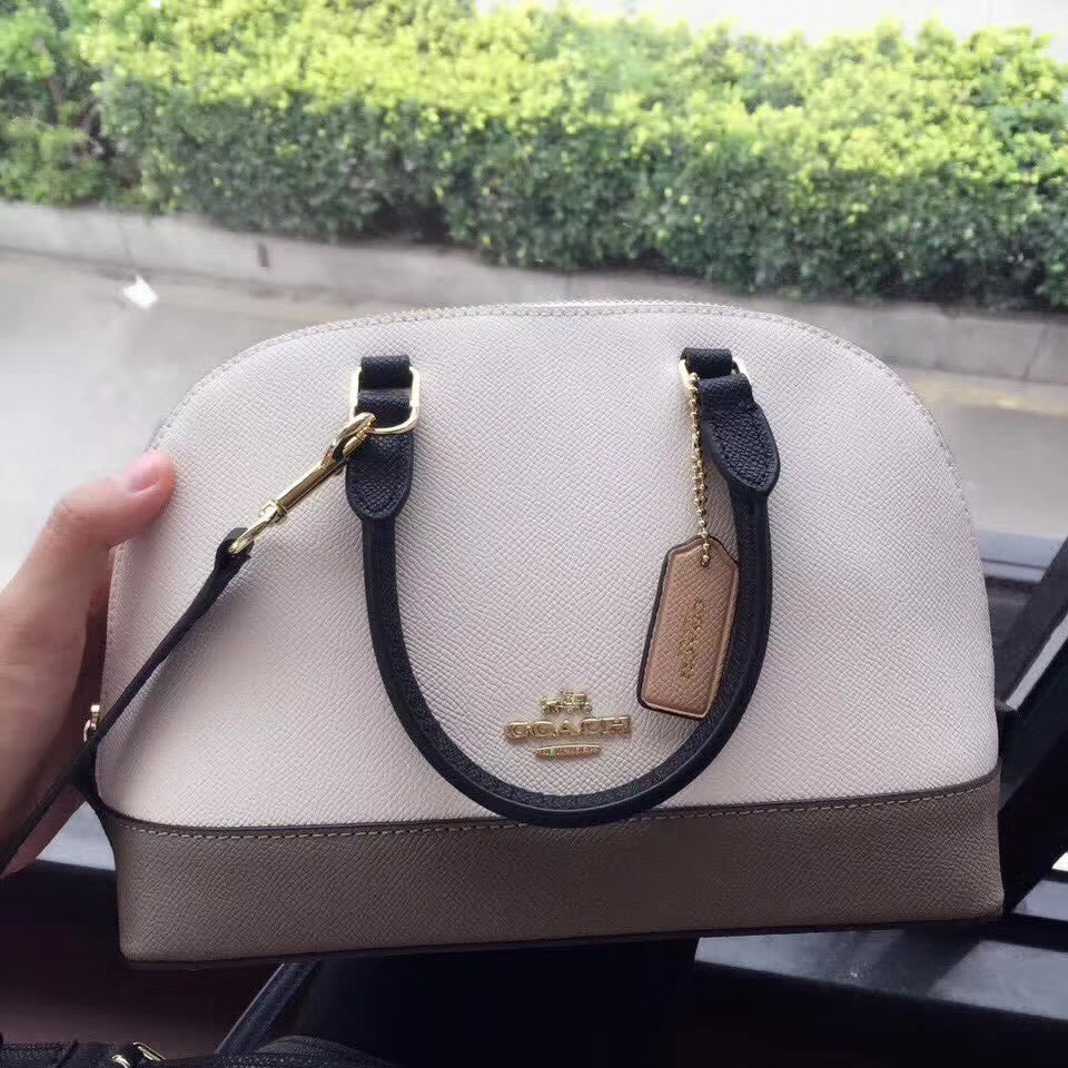 C0a*h mini shell bag satchel crossgrain leather white and gray f57555 25 x 18 x 10cm