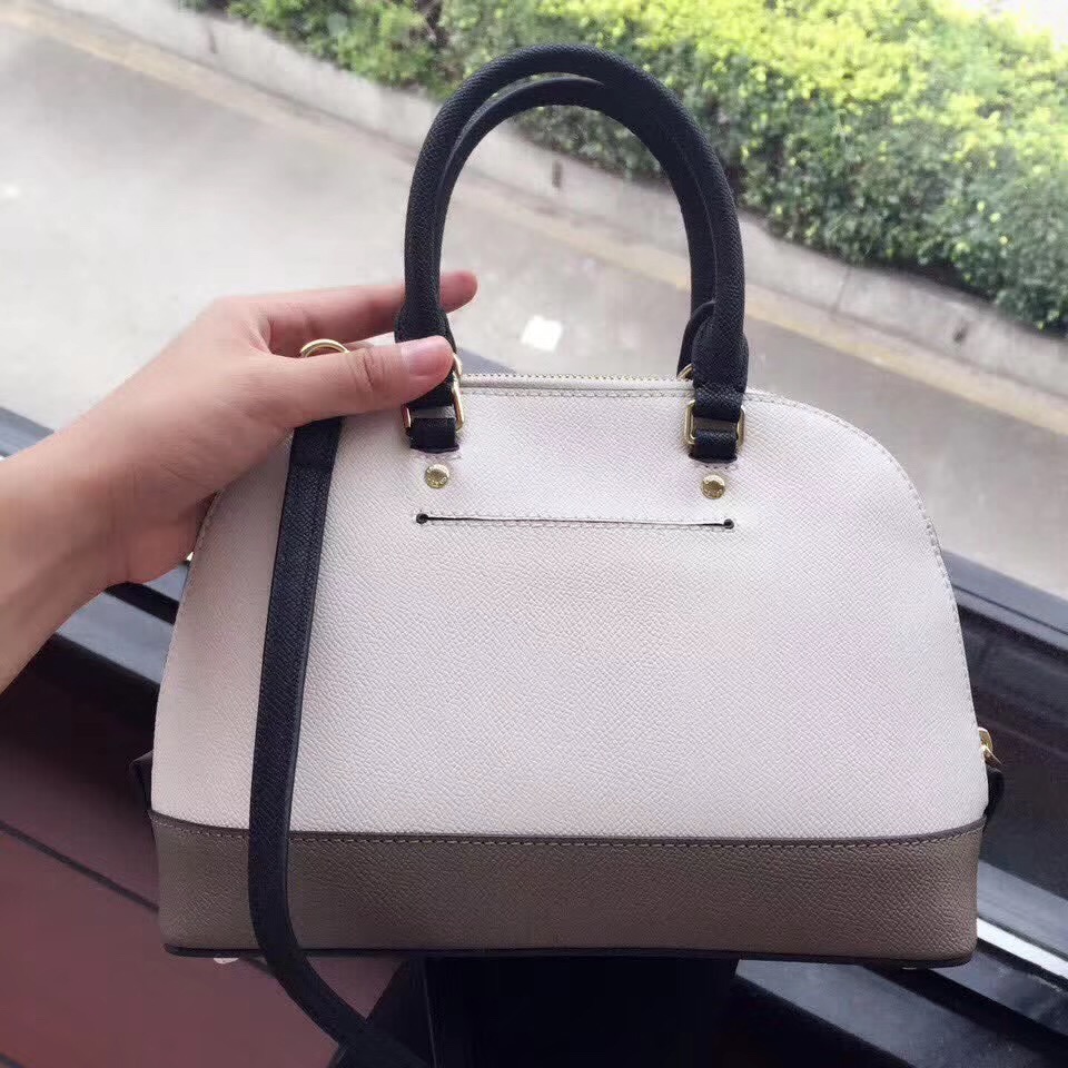 C0a*h mini shell bag satchel crossgrain leather white and gray f57555 25 x 18 x 10cm