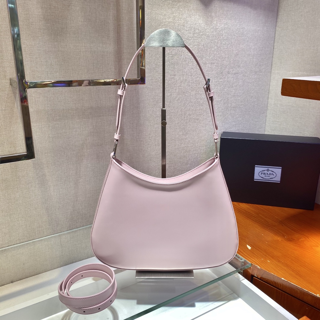 Pra*a cleo brushed leather shoulder bag in alabaster pink 1bc156 30 x 18.5 x 4 cm