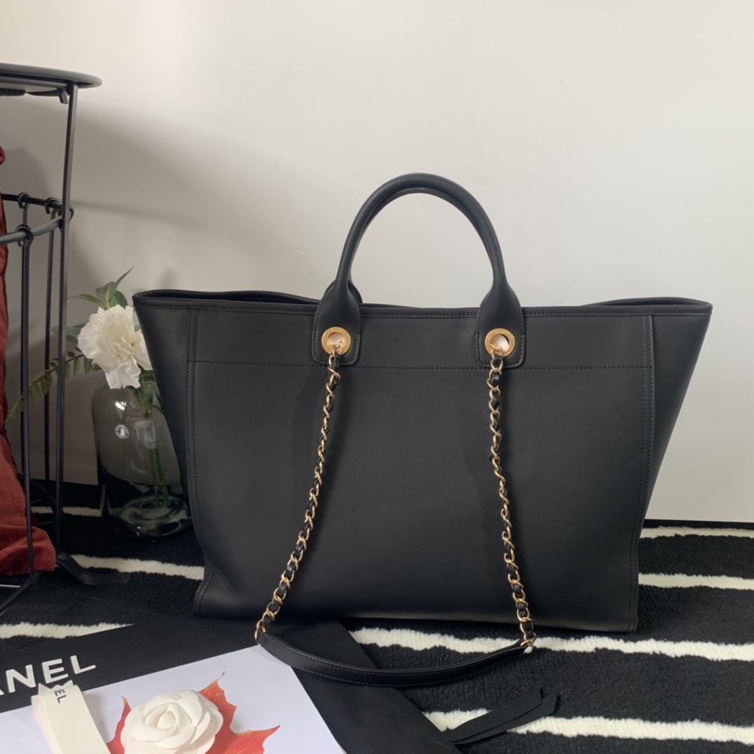 Ch**el large shopping bag black a66941  30 x 50 x 22 cm