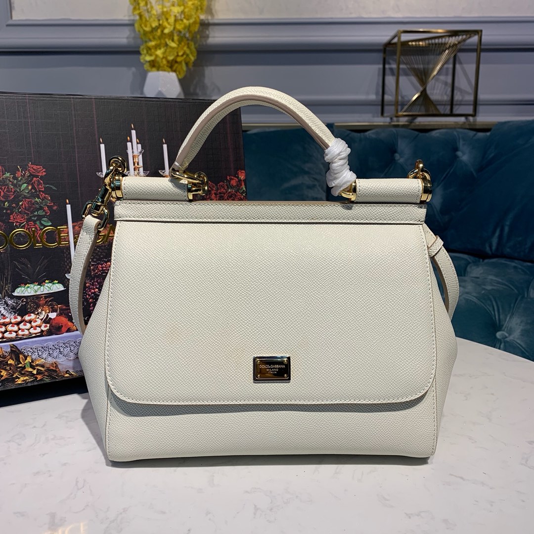 d01ce & Gab*a*a medium dauphine leather sicily bag white bb4347a100180001 25 x 12 x 20 cm