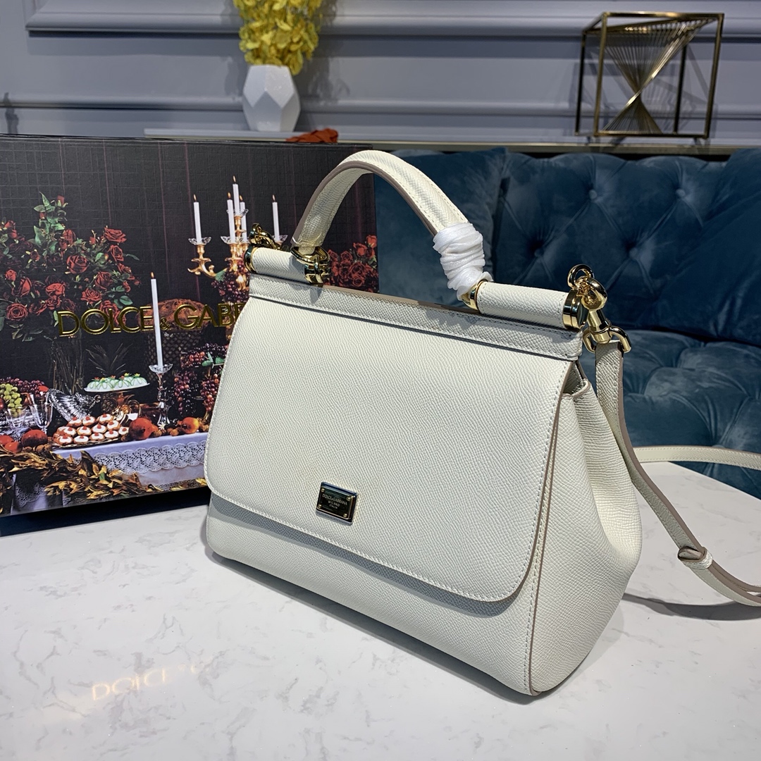 d01ce & Gab*a*a medium dauphine leather sicily bag white bb4347a100180001 25 x 12 x 20 cm