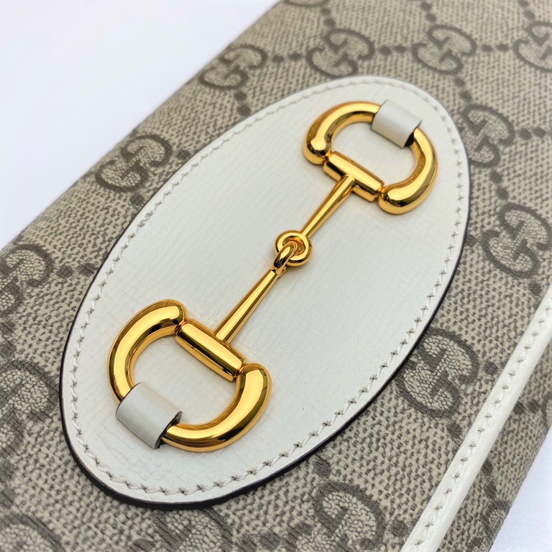 Gvc*1 horsebit 1955 wallet with chain gg svp*me white 62189292tcg 19 x 10 x 2.5 cm