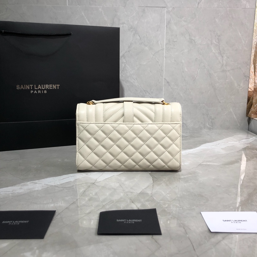 Y51 envelope small bag in grained leather white 600195 21 × 13 × 6 cm