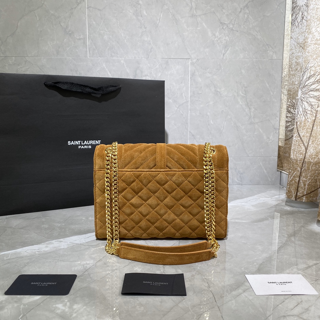 Y51 envelope medium bag in mix matelassÉ velvet beige 487206  24 × 17.5 × 6 cm