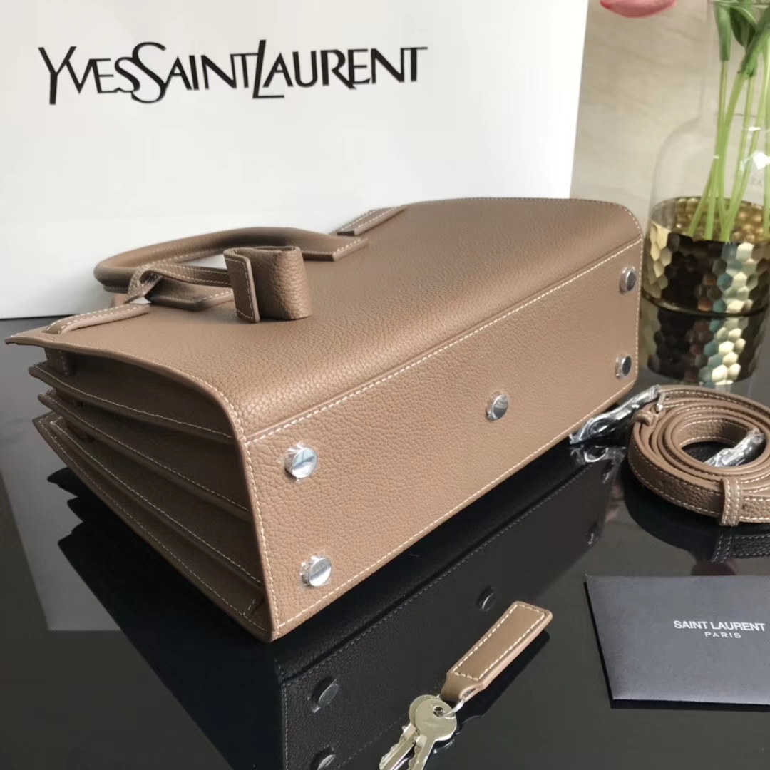 Y51 classic sac de jour baby in grained leather dark beige 421863 26 x 20.5 x 12.5 cm