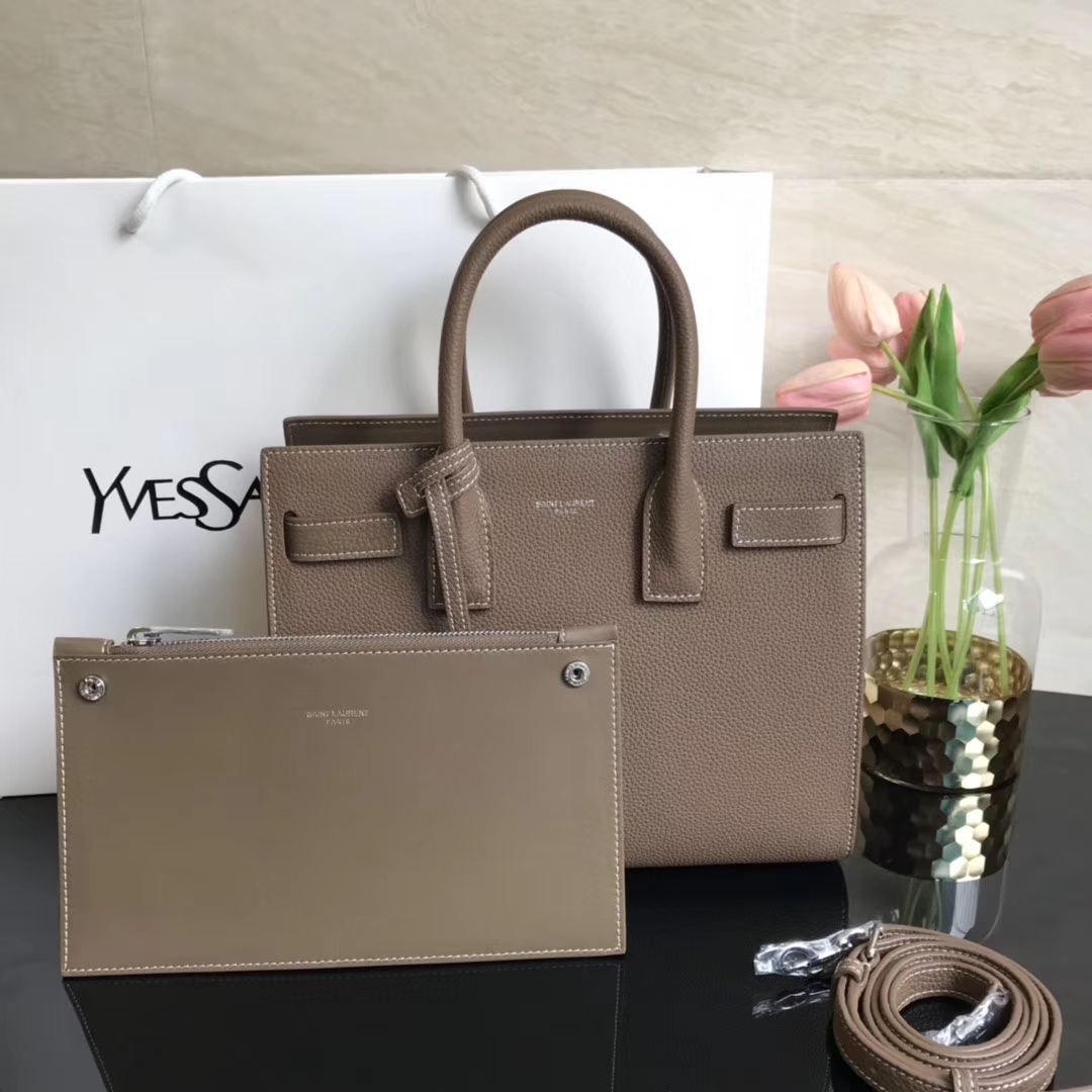 Y51 classic sac de jour baby in grained leather dark beige 421863 26 x 20.5 x 12.5 cm