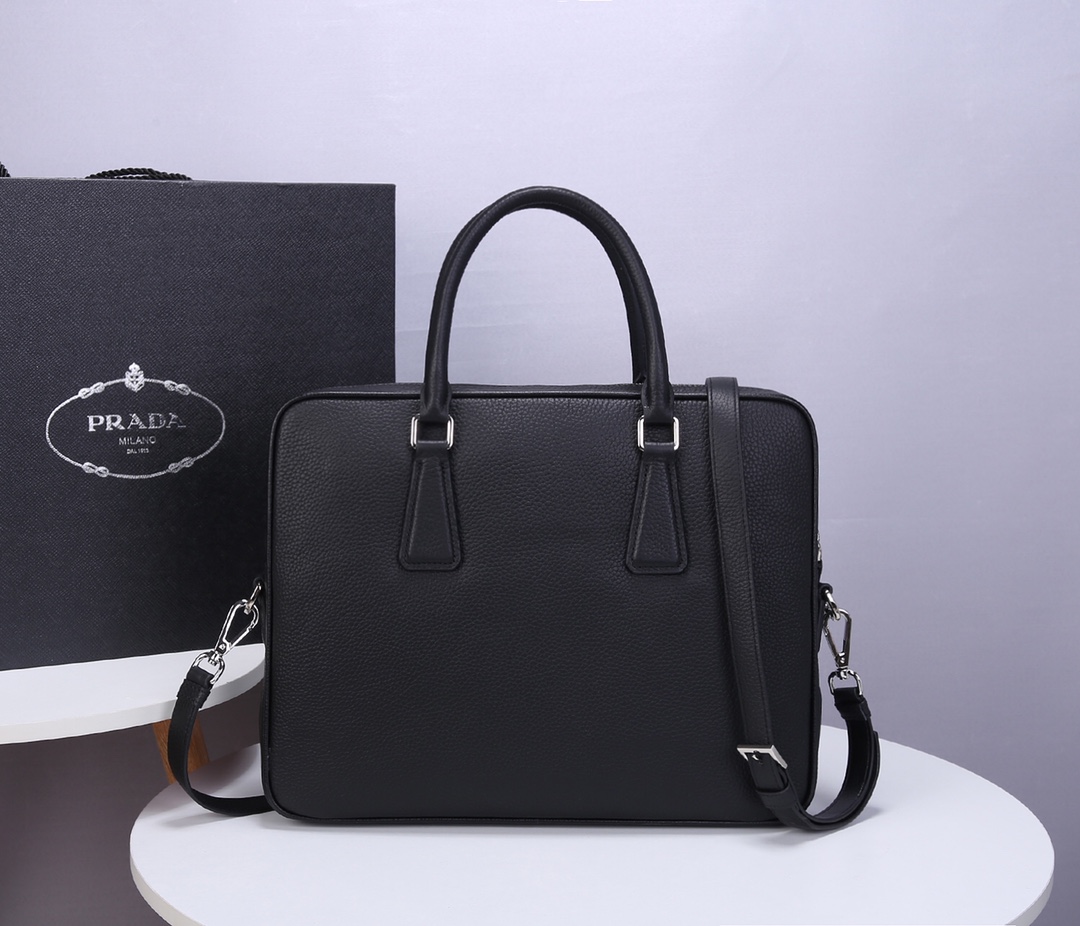 Pra*a saffiano leather work bag black 2ve011 36 x 28 x 46.5 cm