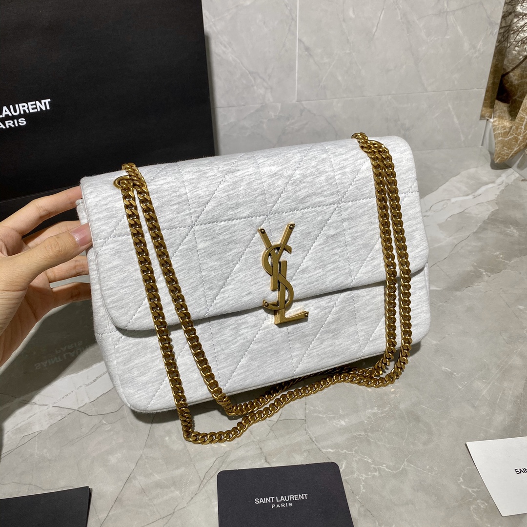 Y51 jamie medium carrÉ rive gauche in jersey white 6348202 24 × 15.5 × 6.5 cm