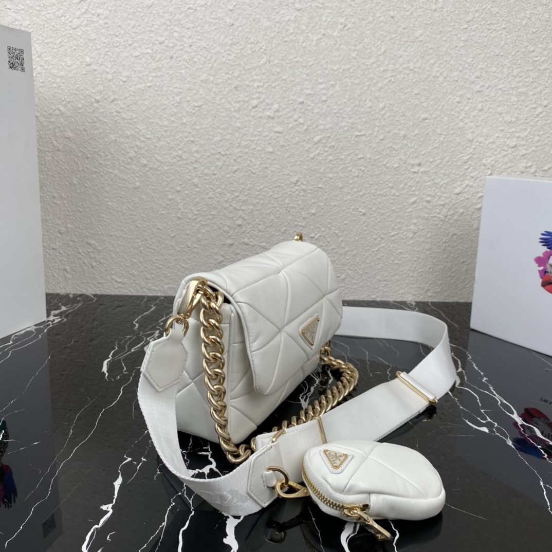 Pra*a Pra*a system nappa leather patchwork bag white 1bd292 21 x 16 x 7 cm