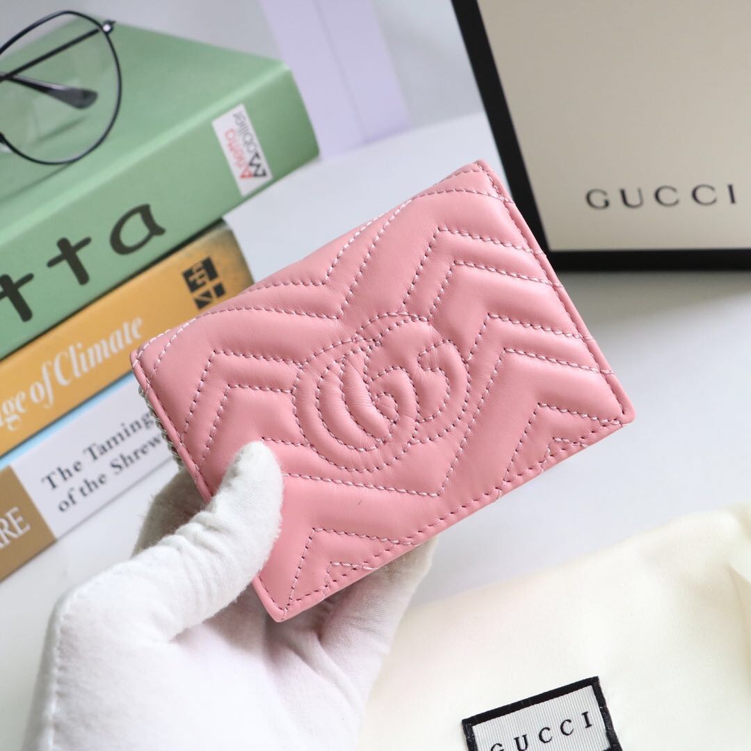 Gvc*1 gg marmont card case wallet pink pastel ‎625693 11 x 8.5 x 3 cm