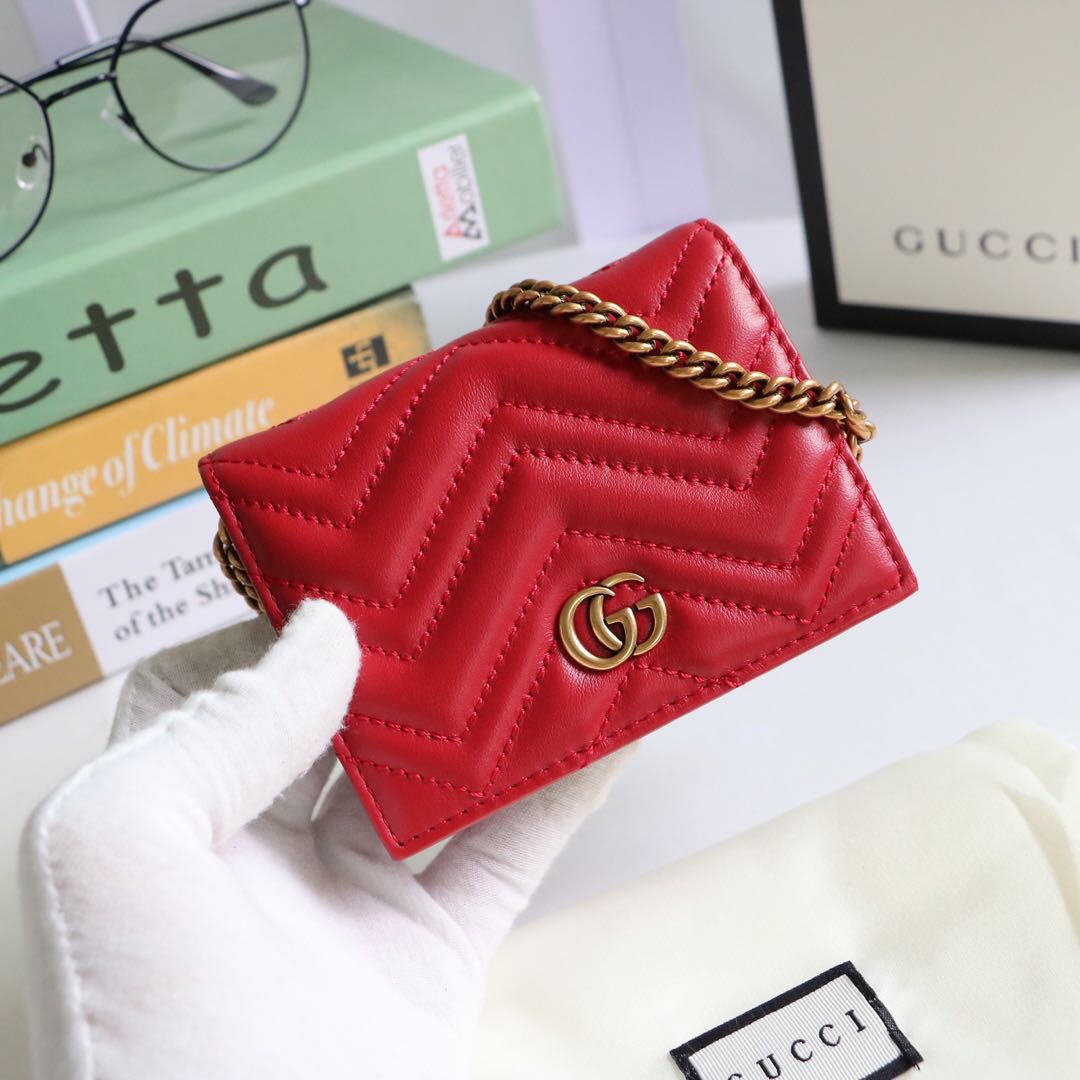 Gvc*1 gg marmont card case wallet red 625693 11 x 8.5 x 3 cm