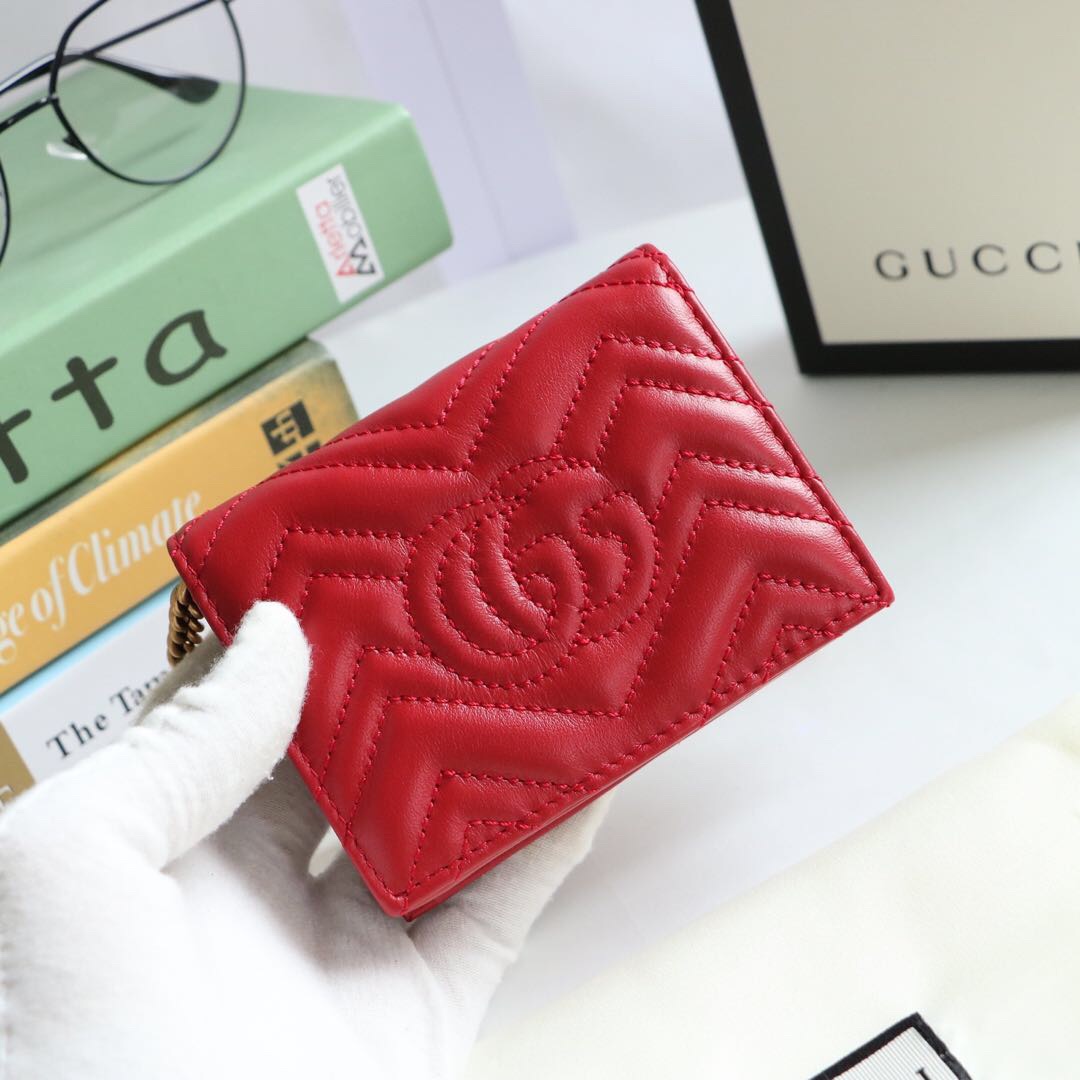 Gvc*1 gg marmont card case wallet red 625693 11 x 8.5 x 3 cm