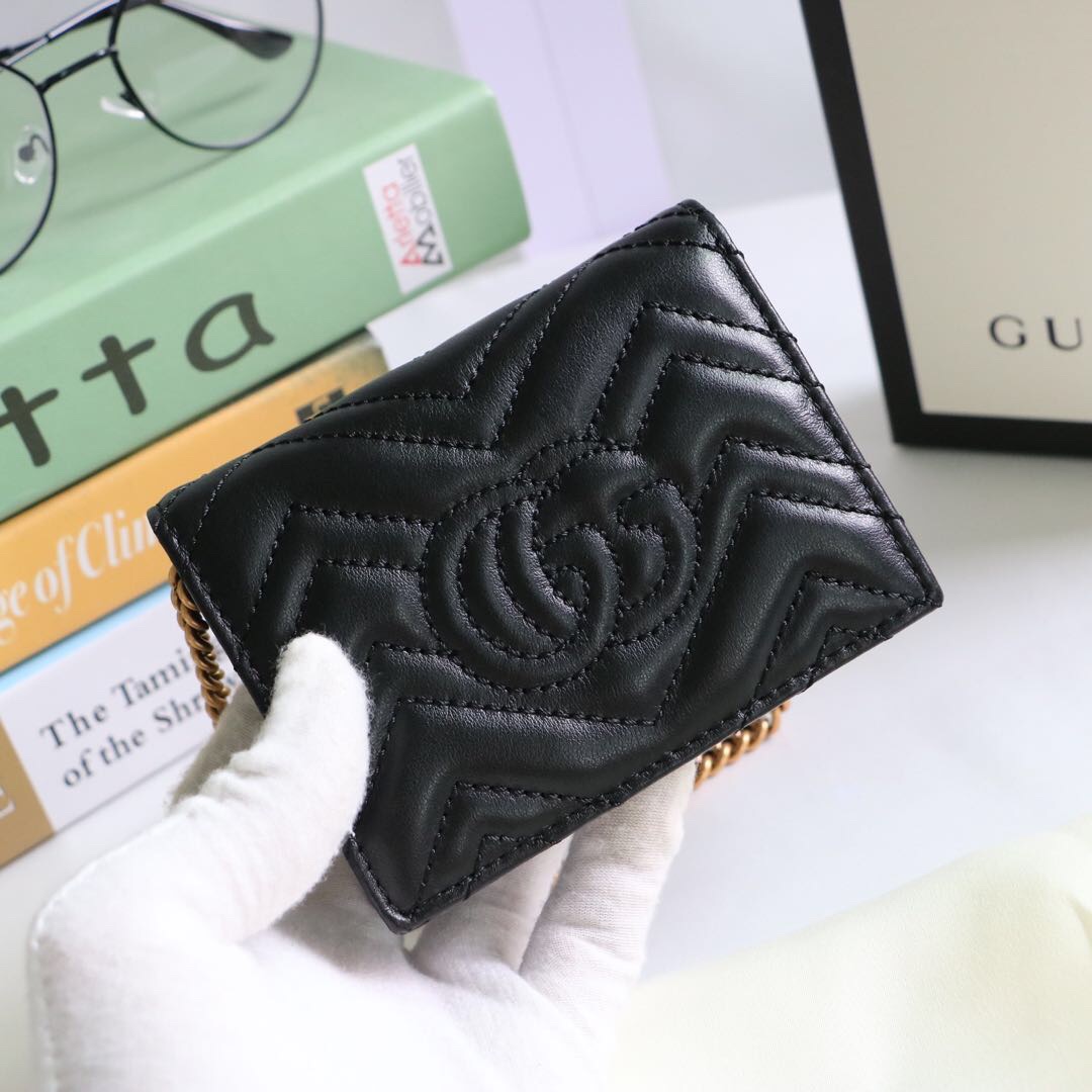 Gvc*1 gg marmont card case wallet black 625693 11 x 8.5 x 3 cm