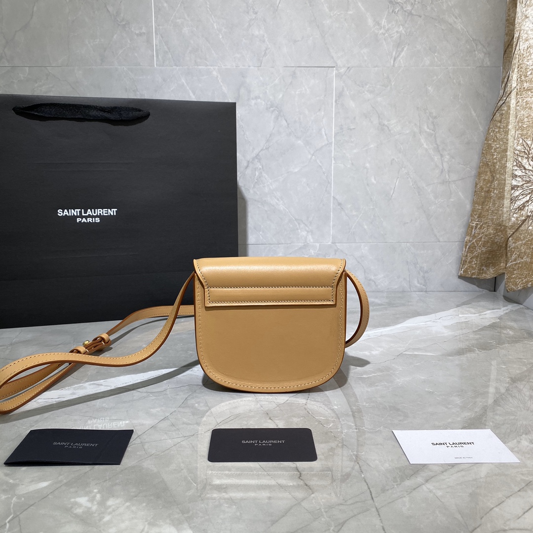 Y51 kaia mini satchel in smooth vintage leather brown gold 619740 15 x 14 x 4.5 cm